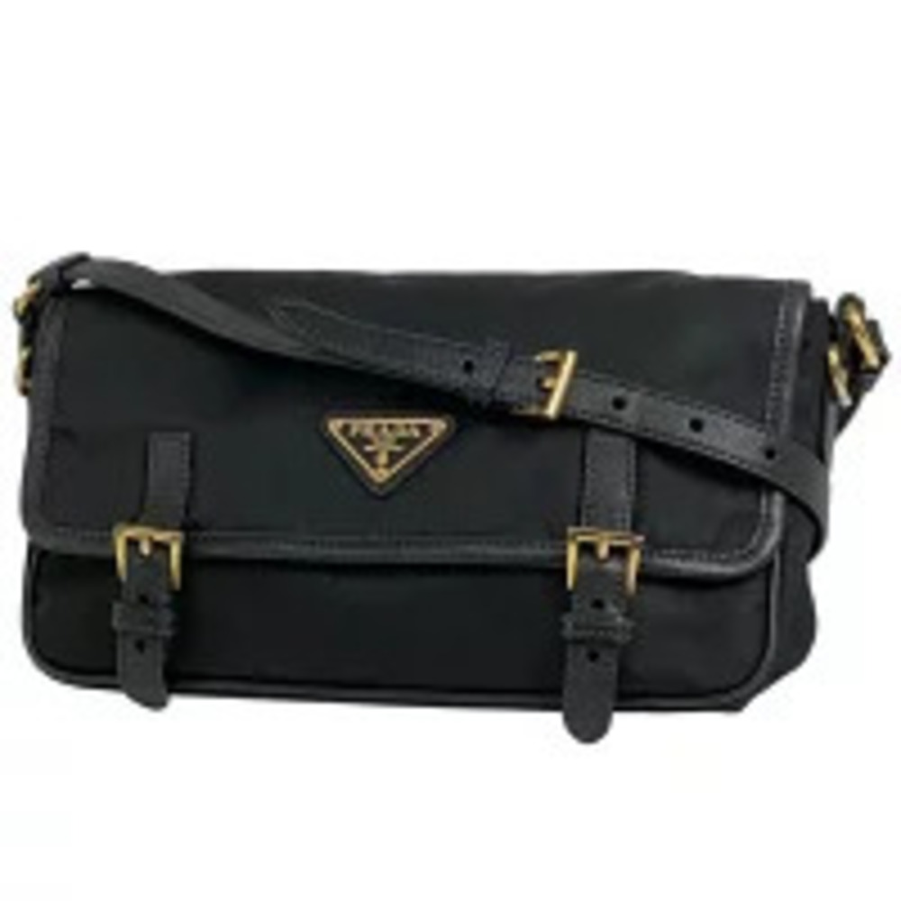 Prada Tessuto Crossbody Plate Shoulder Bag Tessuto Nero Black
